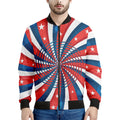 Swirly American Patriotic Print Men's Bomber Jacket