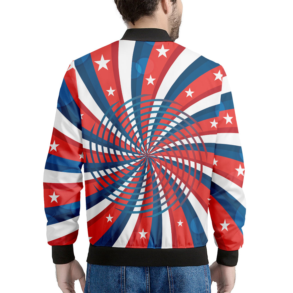 Swirly American Patriotic Print Men's Bomber Jacket