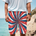 Swirly American Patriotic Print Men's Cargo Shorts