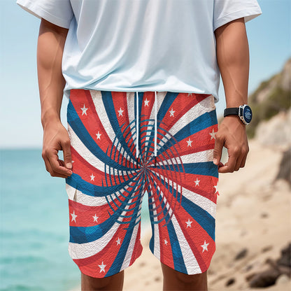Swirly American Patriotic Print Men's Cargo Shorts
