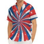 Swirly American Patriotic Print Men's Deep V-Neck Shirt