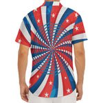 Swirly American Patriotic Print Men's Deep V-Neck Shirt