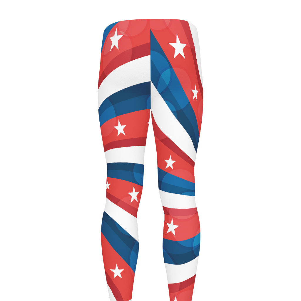 Swirly American Patriotic Print Men's leggings