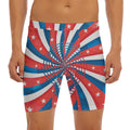 Swirly American Patriotic Print Men's Long Boxer Briefs