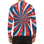 Swirly American Patriotic Print Men's Long Sleeve Rash Guard