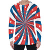 Swirly American Patriotic Print Men's Long Sleeve T-Shirt