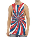 Swirly American Patriotic Print Men's Muscle Tank Top