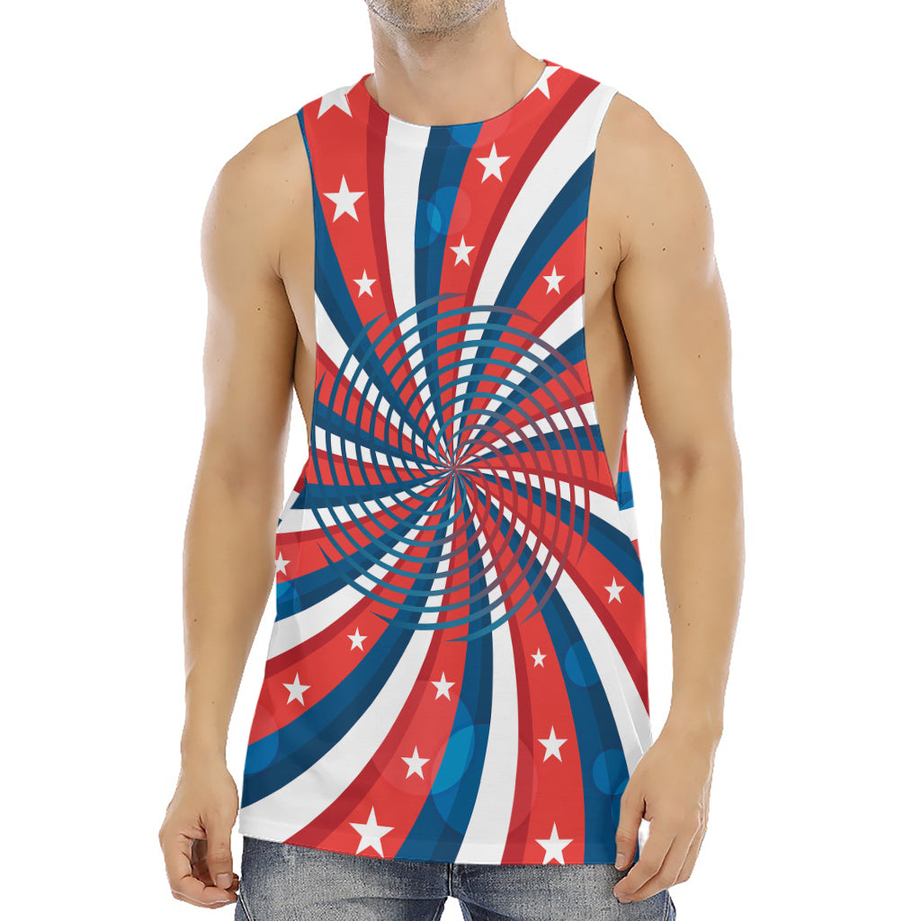 Swirly American Patriotic Print Men's Muscle Tank Top