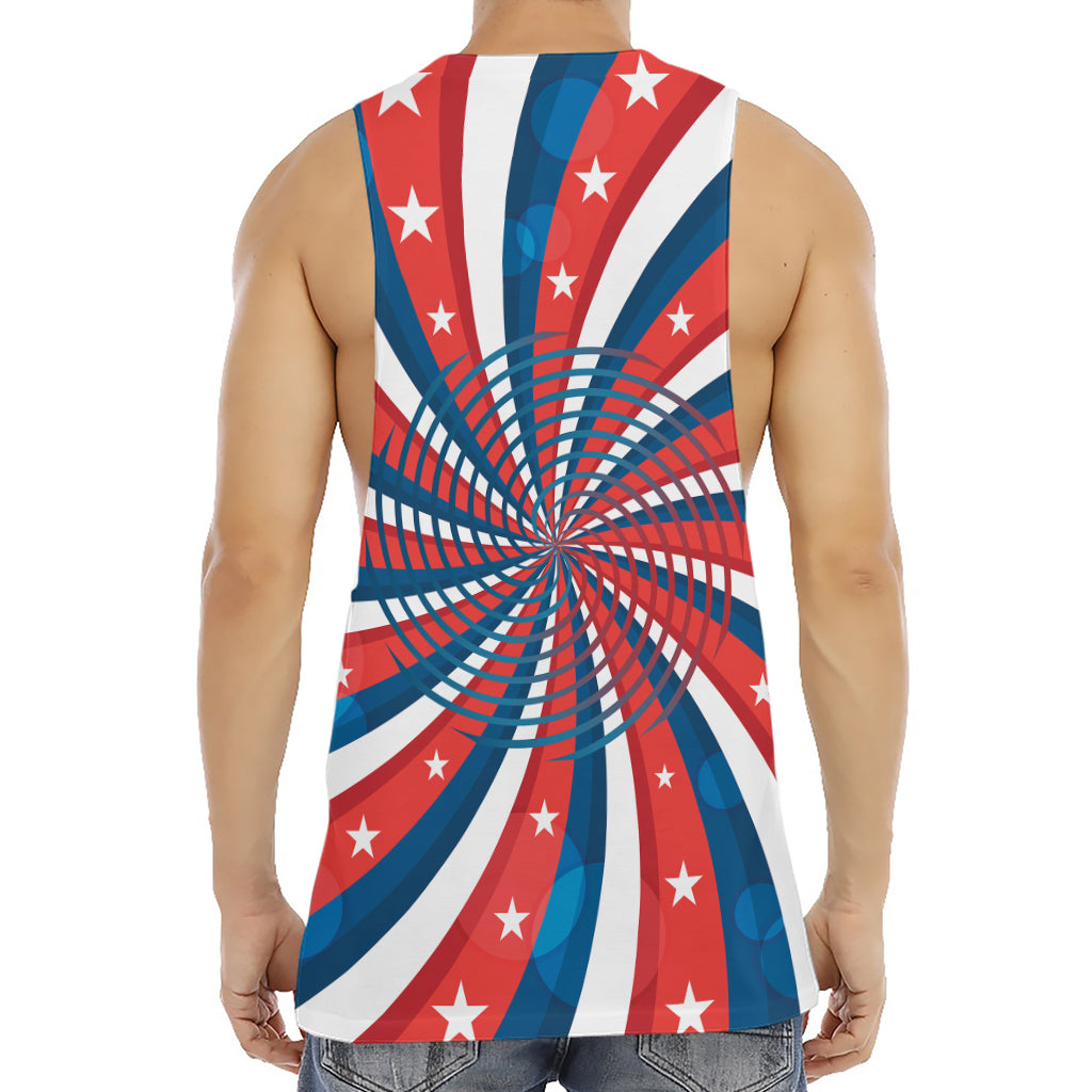 Swirly American Patriotic Print Men's Muscle Tank Top