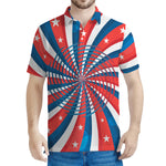 Swirly American Patriotic Print Men's Polo Shirt