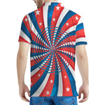 Swirly American Patriotic Print Men's Polo Shirt