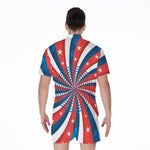 Swirly American Patriotic Print Men's Rompers