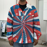 Swirly American Patriotic Print Men's Shirt Jacket