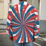 Swirly American Patriotic Print Men's Shirt Jacket