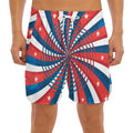Swirly American Patriotic Print Men's Split Running Shorts