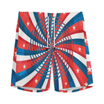 Swirly American Patriotic Print Men's Sports Shorts