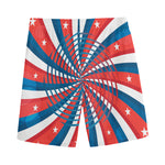 Swirly American Patriotic Print Men's Sports Shorts