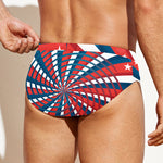 Swirly American Patriotic Print Men's Swim Briefs