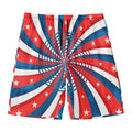 Swirly American Patriotic Print Men's Swim Trunks