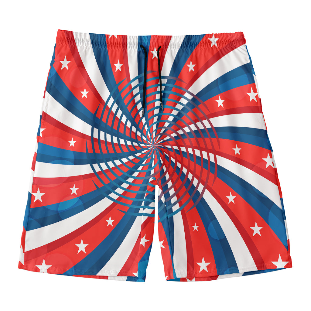 Swirly American Patriotic Print Men's Swim Trunks