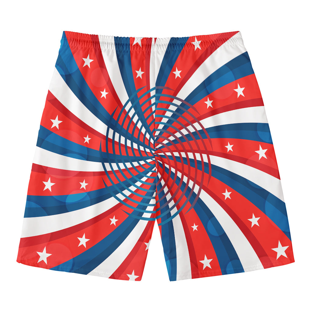 Swirly American Patriotic Print Men's Swim Trunks
