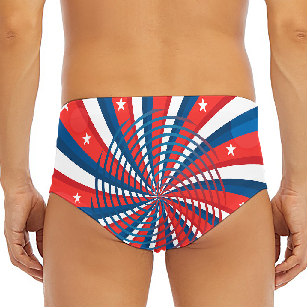 Swirly American Patriotic Print Men's Triangle Swim Briefs