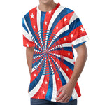 Swirly American Patriotic Print Men's Velvet T-Shirt
