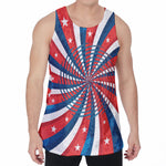 Swirly American Patriotic Print Men's Velvet Tank Top