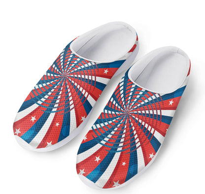 Swirly American Patriotic Print Mesh Casual Shoes