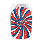 Swirly American Patriotic Print Mesh Laundry Hamper
