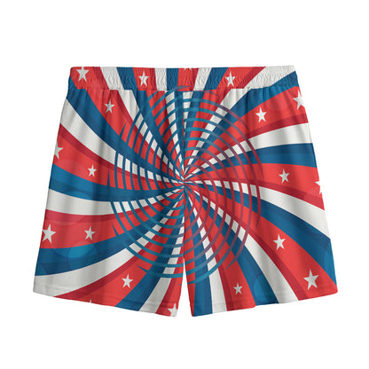 Swirly American Patriotic Print Mesh Shorts
