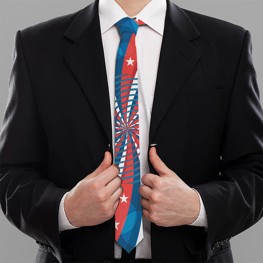 Swirly American Patriotic Print Necktie