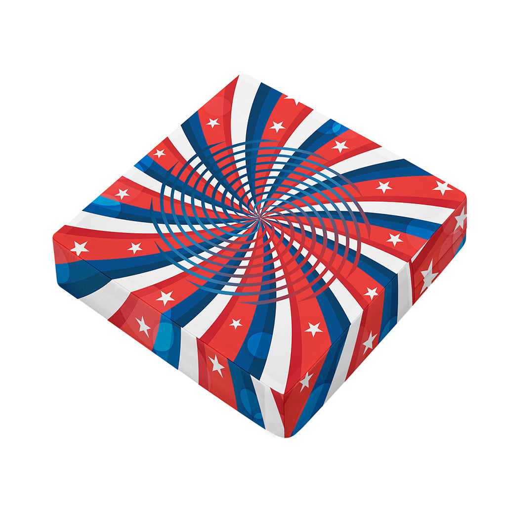 Swirly American Patriotic Print Outdoor Seat Cushion Cover