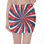 Swirly American Patriotic Print Pencil Mini Skirt