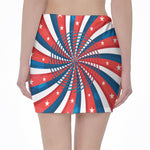 Swirly American Patriotic Print Pencil Mini Skirt