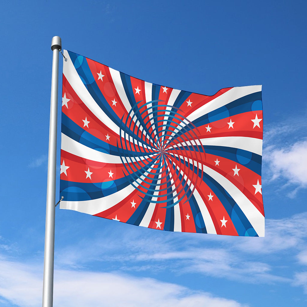 Swirly American Patriotic Print Polyester Flag