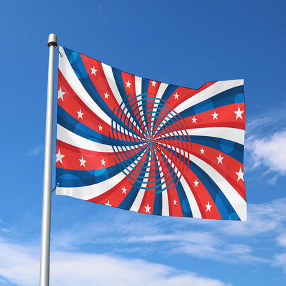 Swirly American Patriotic Print Polyester Flag