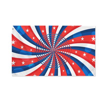 Swirly American Patriotic Print Polyester Flag