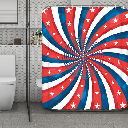 Swirly American Patriotic Print Polyester Shower Curtain