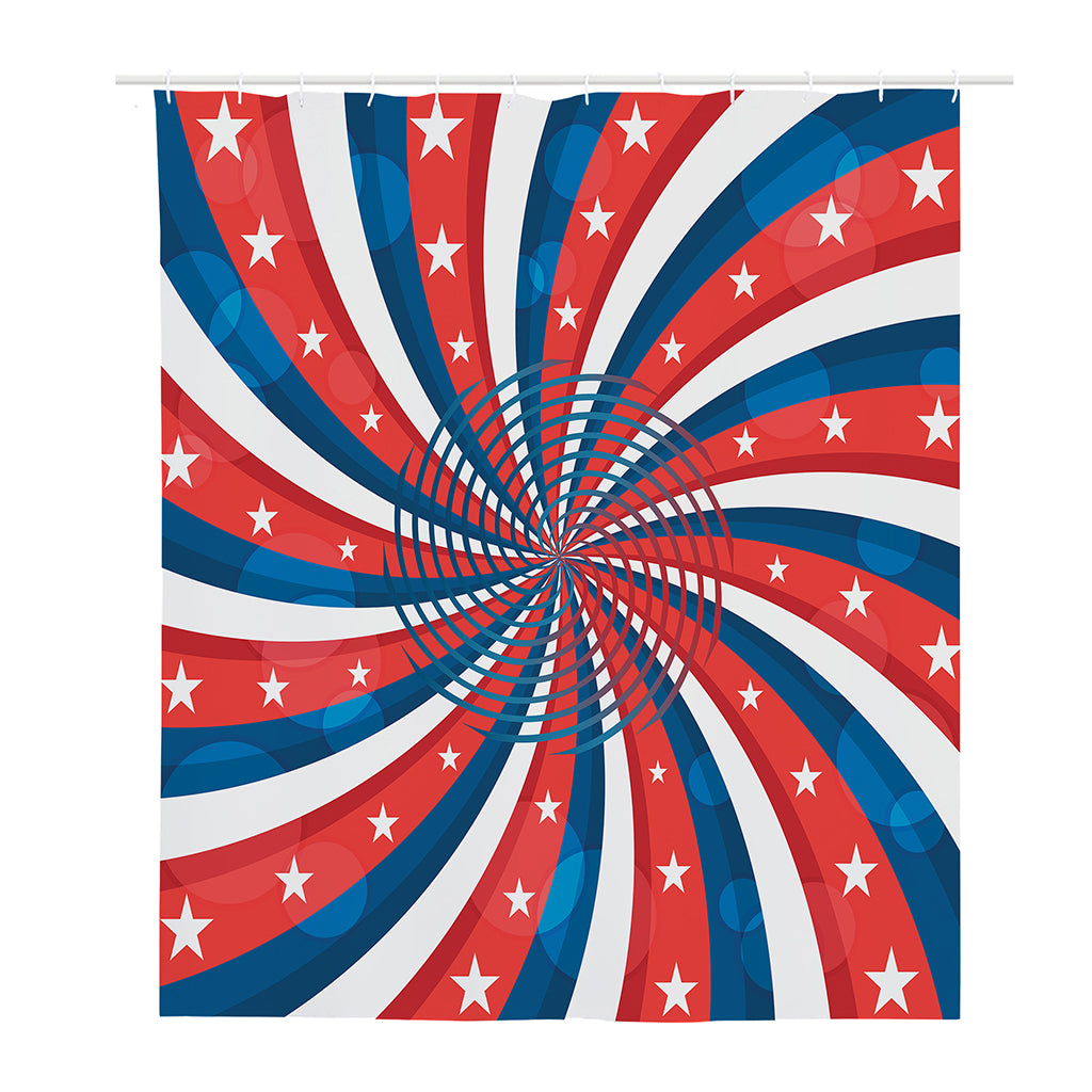 Swirly American Patriotic Print Polyester Shower Curtain