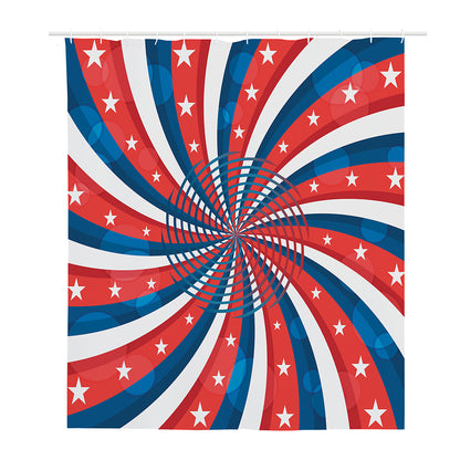 Swirly American Patriotic Print Polyester Shower Curtain