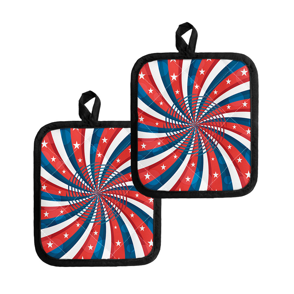 Swirly American Patriotic Print Pot Holders