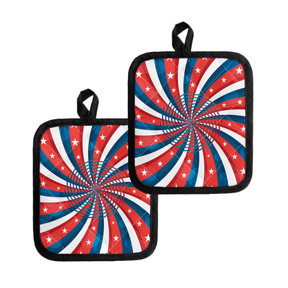 Swirly American Patriotic Print Pot Holders