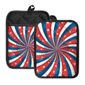 Swirly American Patriotic Print Pot Holders With Pocket
