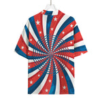 Swirly American Patriotic Print Rayon Hawaiian Shirt