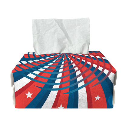 Swirly American Patriotic Print Rectangle Tissue Box Cover