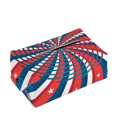 Swirly American Patriotic Print Rectangle Tissue Box Cover