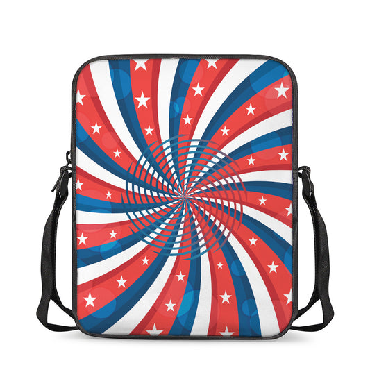 Swirly American Patriotic Print Rectangular Crossbody Bag