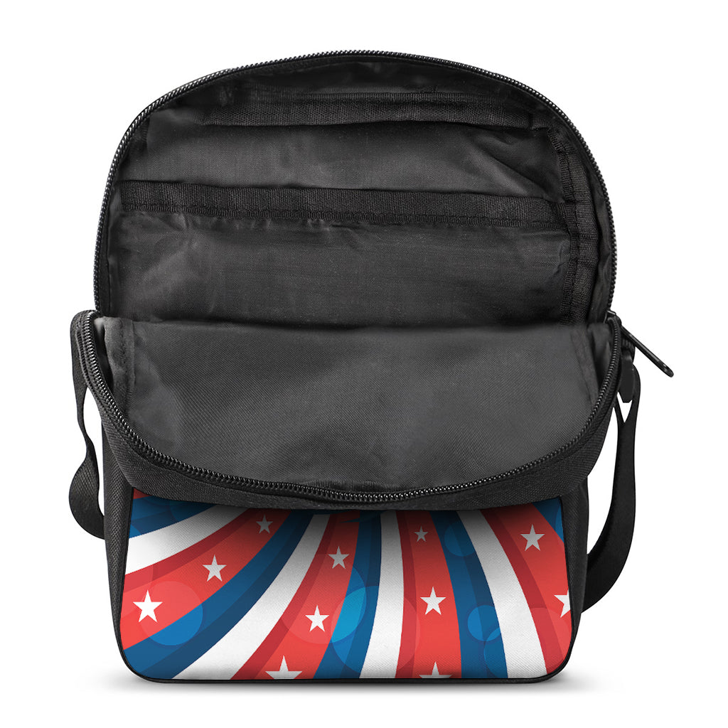 Swirly American Patriotic Print Rectangular Crossbody Bag