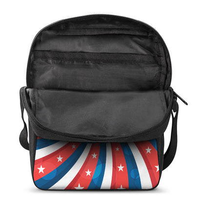 Swirly American Patriotic Print Rectangular Crossbody Bag